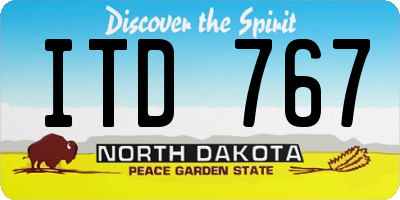 ND license plate ITD767