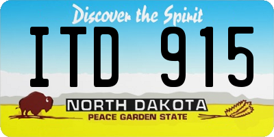ND license plate ITD915