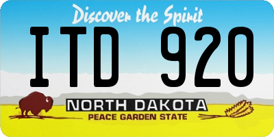 ND license plate ITD920
