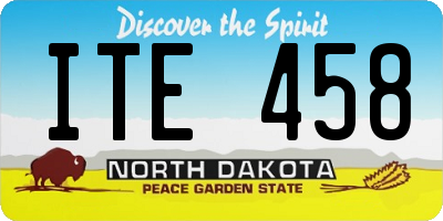 ND license plate ITE458