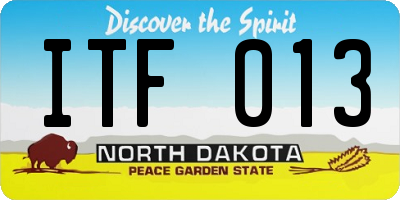 ND license plate ITF013