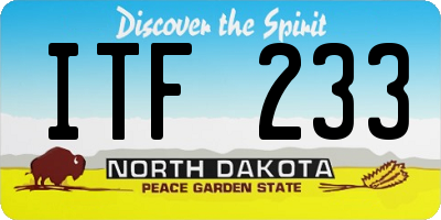 ND license plate ITF233