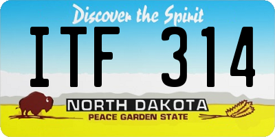 ND license plate ITF314