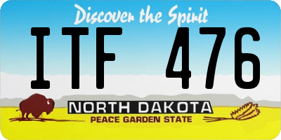 ND license plate ITF476