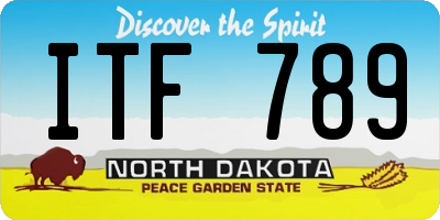 ND license plate ITF789