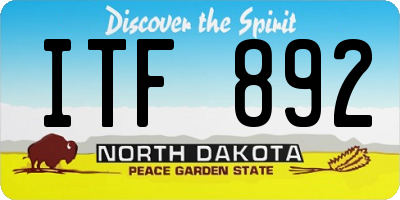 ND license plate ITF892