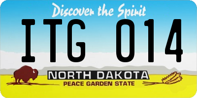 ND license plate ITG014