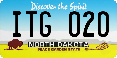 ND license plate ITG020