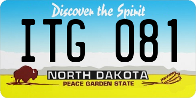 ND license plate ITG081