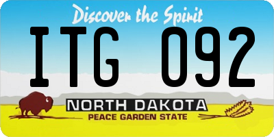 ND license plate ITG092