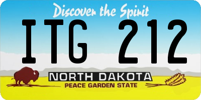 ND license plate ITG212