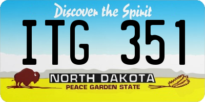 ND license plate ITG351