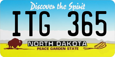 ND license plate ITG365