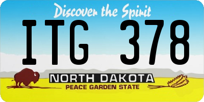 ND license plate ITG378