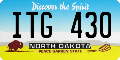 ND license plate ITG430