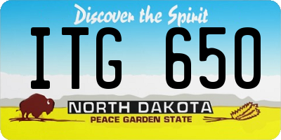 ND license plate ITG650