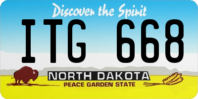 ND license plate ITG668