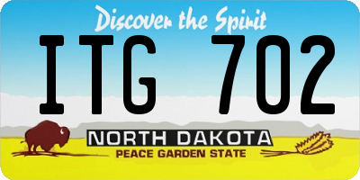 ND license plate ITG702