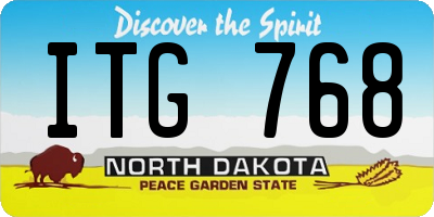 ND license plate ITG768