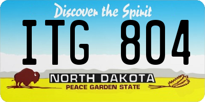ND license plate ITG804