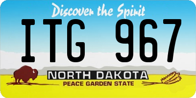 ND license plate ITG967