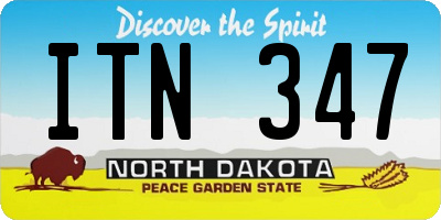 ND license plate ITN347