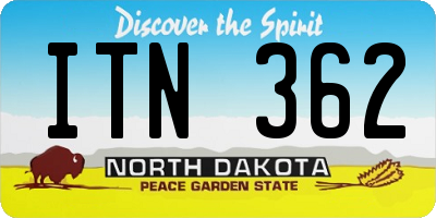 ND license plate ITN362