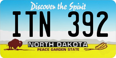 ND license plate ITN392
