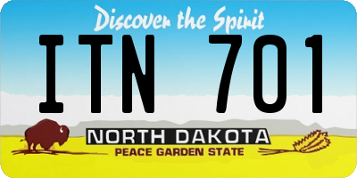 ND license plate ITN701
