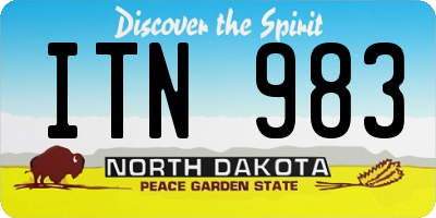 ND license plate ITN983
