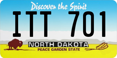ND license plate ITT701