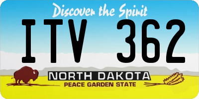 ND license plate ITV362