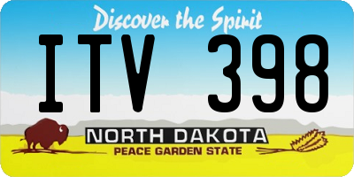 ND license plate ITV398