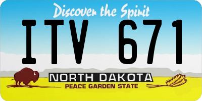ND license plate ITV671