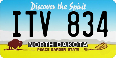 ND license plate ITV834