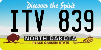 ND license plate ITV839