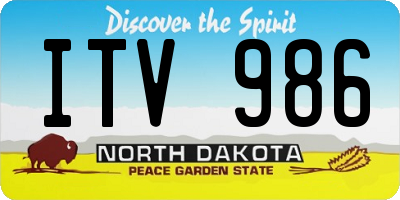 ND license plate ITV986