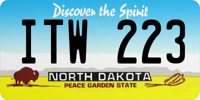 ND license plate ITW223