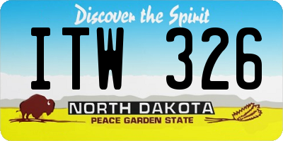 ND license plate ITW326