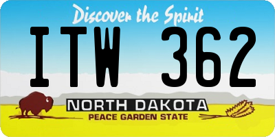 ND license plate ITW362