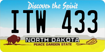 ND license plate ITW433