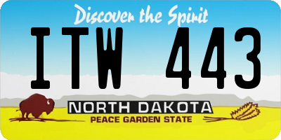 ND license plate ITW443
