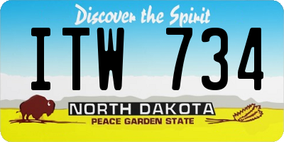 ND license plate ITW734