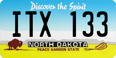 ND license plate ITX133