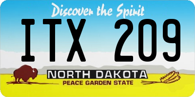 ND license plate ITX209