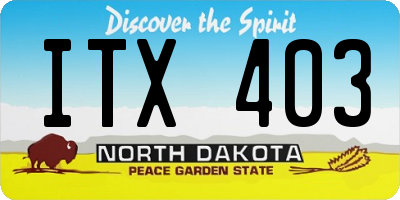 ND license plate ITX403