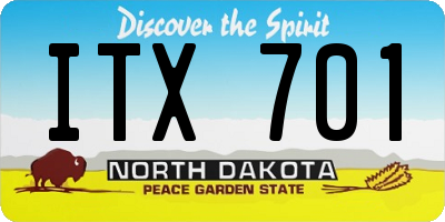 ND license plate ITX701