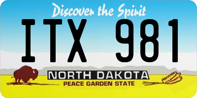 ND license plate ITX981