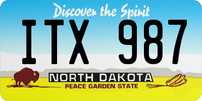 ND license plate ITX987