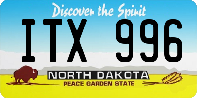 ND license plate ITX996